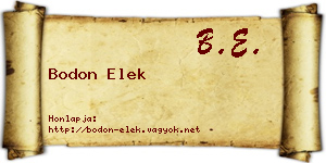 Bodon Elek névjegykártya